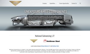 National Galvanizing home page with image of car frame