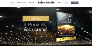 Author Rob A Gentile's Quarks of Light book cover; a beautiful gold and black theme of an etherial sparkling net of light.